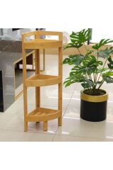 Bambu Banyo & Mutfak 3 Katlı Köşe Rafı 77x23 cm Natürel