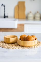 Doğal Bambu Salata, Meyve Kasesi & Ekmek Kutusu 19x6 cm