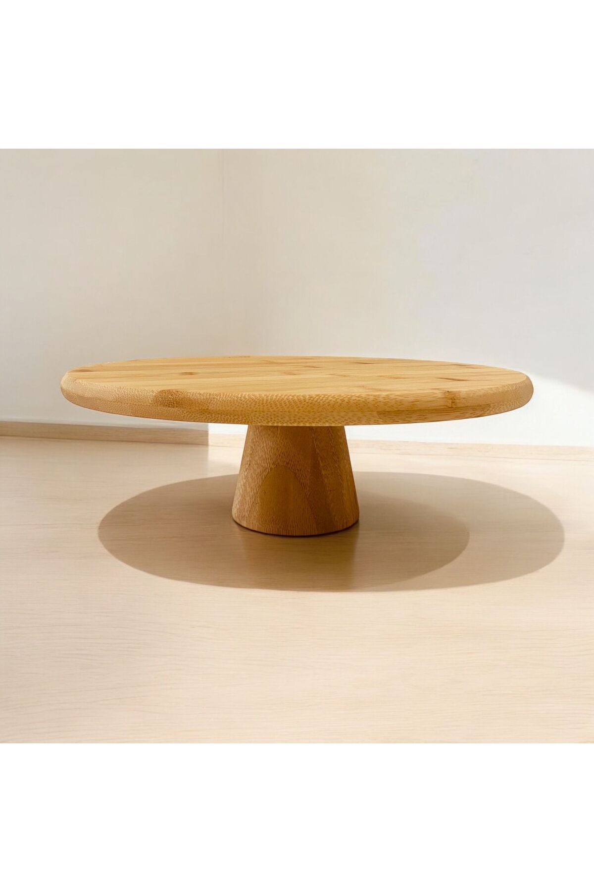 Doğal Bambu Yuvarlak Pasta & Kek Standı 31 x 10 cm Naturel  30 x 30