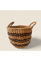 Hasır Kulplu Yuvarlak Saksı Sepeti M 31x26 Cm