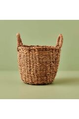 Hasır Kulplu Yuvarlak Saksı Sepeti M 28x22 Cm Naturel