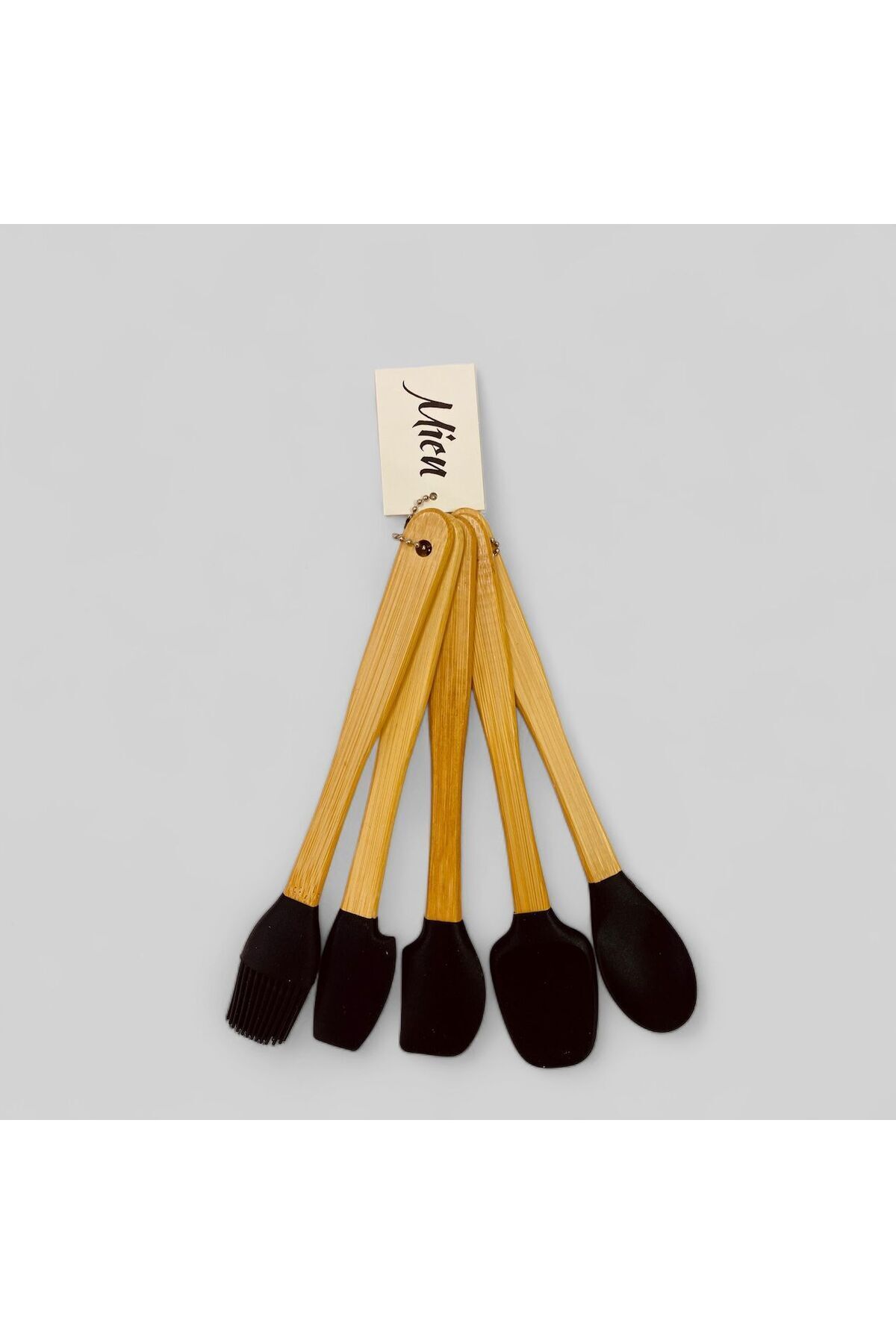 Bambu Saplı Silikon Uçlu 5'li Yemek Kaşık Seti 20 cm