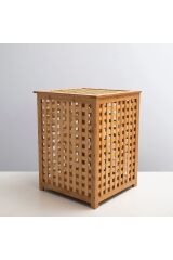 Bambu Kare Dekoratif Çamaşır Sepeti 45x45x62 cm  45 x 45