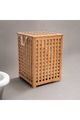 Bambu Kare Dekoratif Çamaşır Sepeti 45x45x62 cm  45 x 45