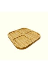 Bambu Kare 4 Bölmeli 20 cm Servis & Çerezlik Tabağı