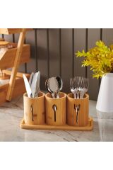 Bambu Altlıklı 3Lü Kaşık/Çatal/Bıçak Düzenleyici