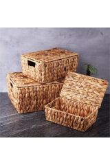 Hasır Çok Amaçlı Dikdörtgen Kapaklı Kutu 44x32 Cm