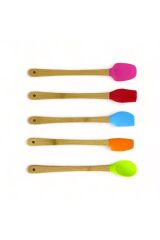 Bambu Saplı Renkli Silikon Uçlu 5'li Yemek Kaşık Seti 23 cm