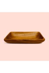 Doğal Akasya Dikdörtgen Servis & Salata Kasesi 25x16 cm