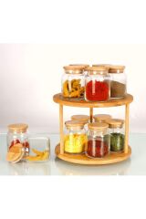 Bambu Dönerli 2 Katlı Sunumluk & Düzenleyici Naturel