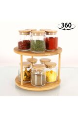 Bambu Dönerli 2 Katlı Sunumluk & Düzenleyici Naturel