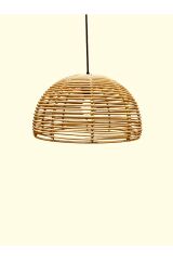 Rattan Bambu Yuvarlak Tekli Avize Natürel 38x24 cm  38.5 x 24