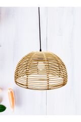 Rattan Bambu Yuvarlak Tekli Avize Natürel 38x24 cm  38.5 x 24