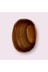 Doğal Akasya Oval Derin Kase 23x18 cm Naturel  23 x 18