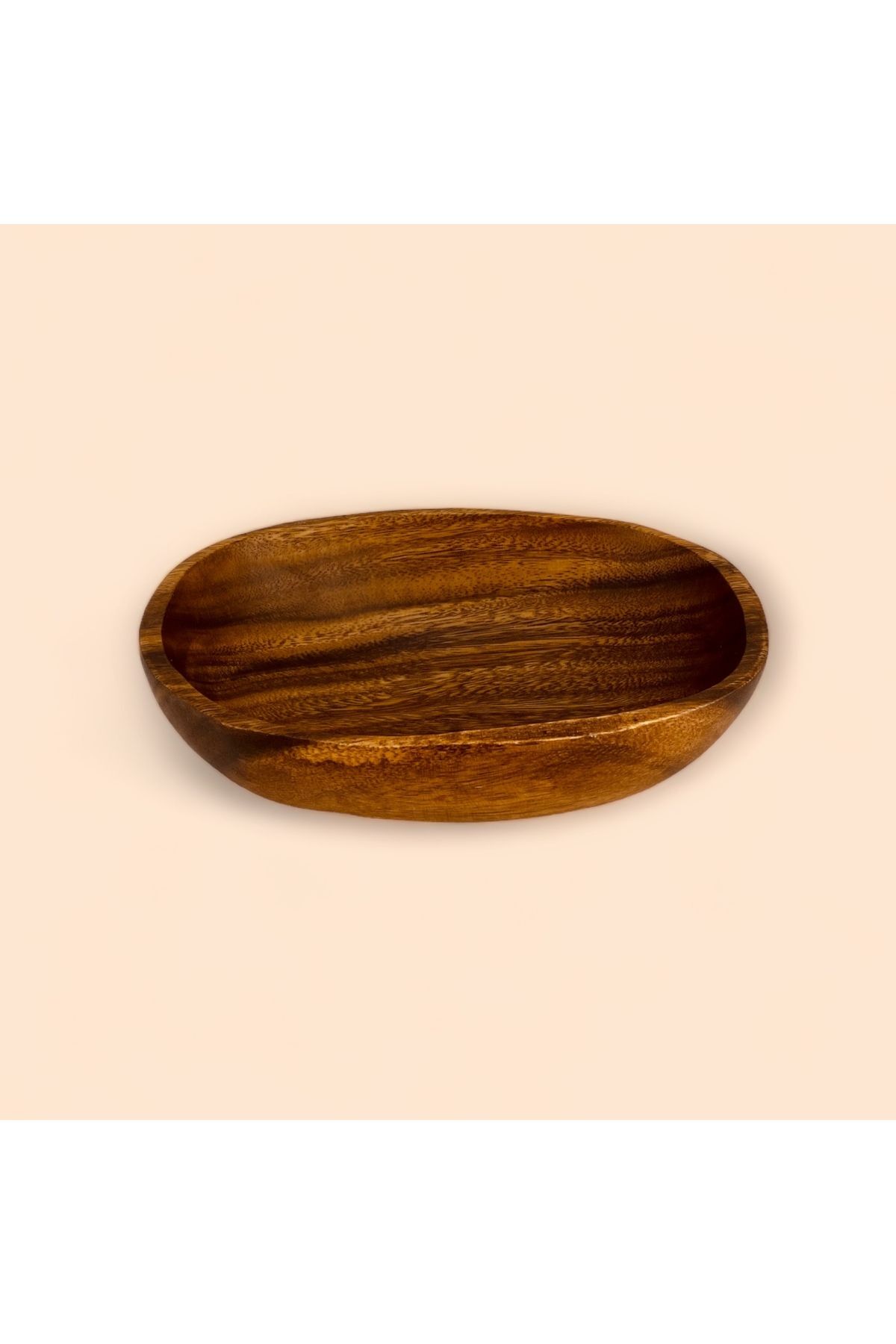 Doğal Akasya Oval Derin Kase 23x18 cm Naturel  23 x 18