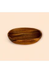 Doğal Akasya Oval Derin Kase 23x18 cm Naturel  23 x 18
