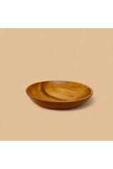 Doğal Akasya Yuvarlak Servis Tabağı 21 cm Naturel