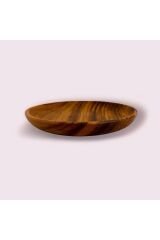 Doğal Akasya Yuvarlak Servis Tabağı 21 cm Naturel