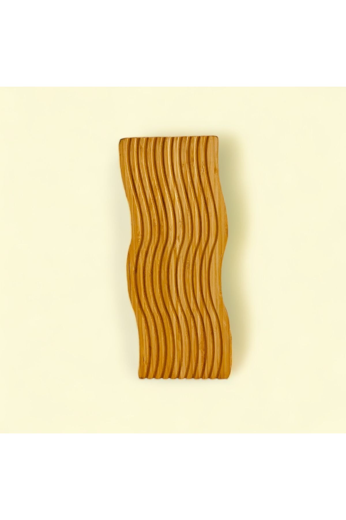 Bambu Dalgalı Servis Sunum Tahtası Naturel 32x25 cm