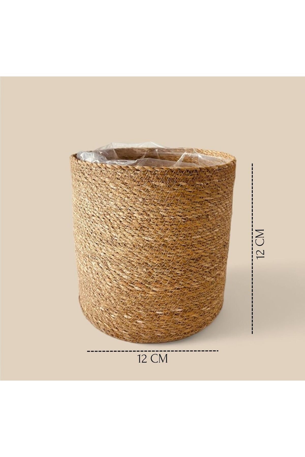 Hasır Yuvarlak 12 Cm Içi Naylonlu Kaktüs Saksısı
