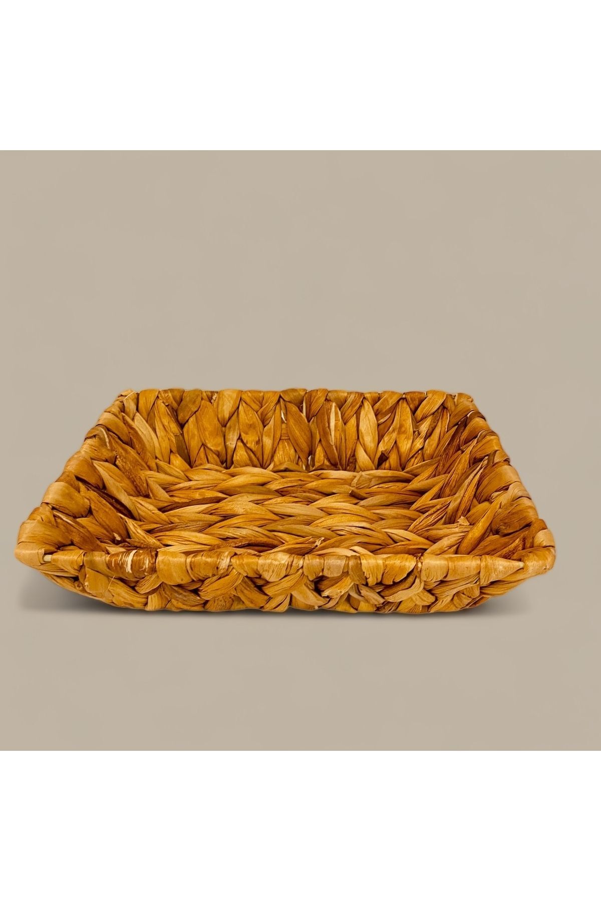 Hasır Kalın Örgülü Ekmek Sepeti 25x18 cm Naturel
