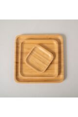 Doğal Bambu Kare Servis Tabağı 20x20 cm Naturel