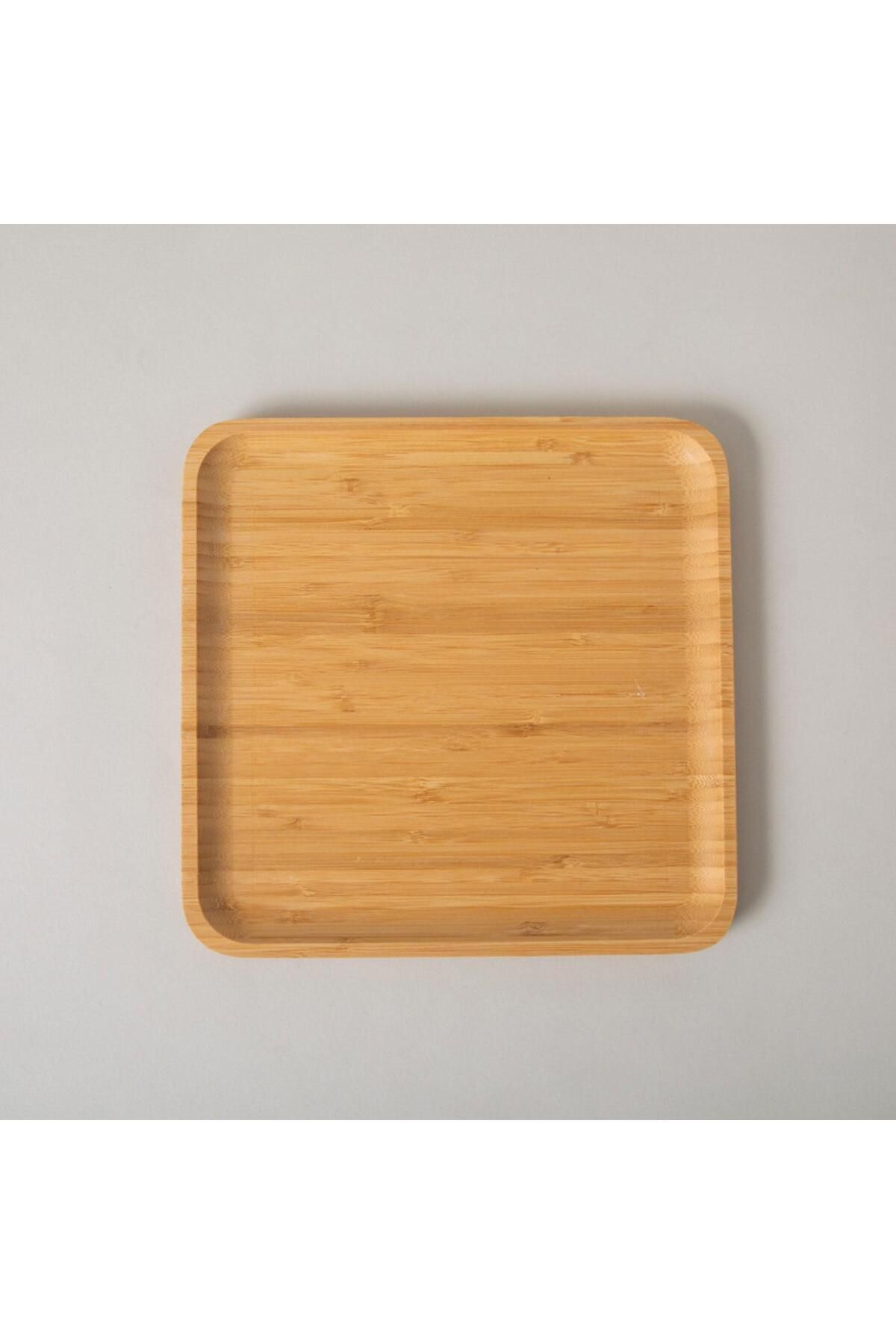 Doğal Bambu Kare Servis Tabağı 20x20 cm Naturel