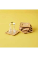 Bambu Doğal 6 Adet Kare Çay Tabağı 10 Cm