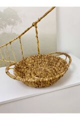 Hasır Yuvarlak Dekoratif Tepsi M 32x32x7 Cm Naturel  32 x 32