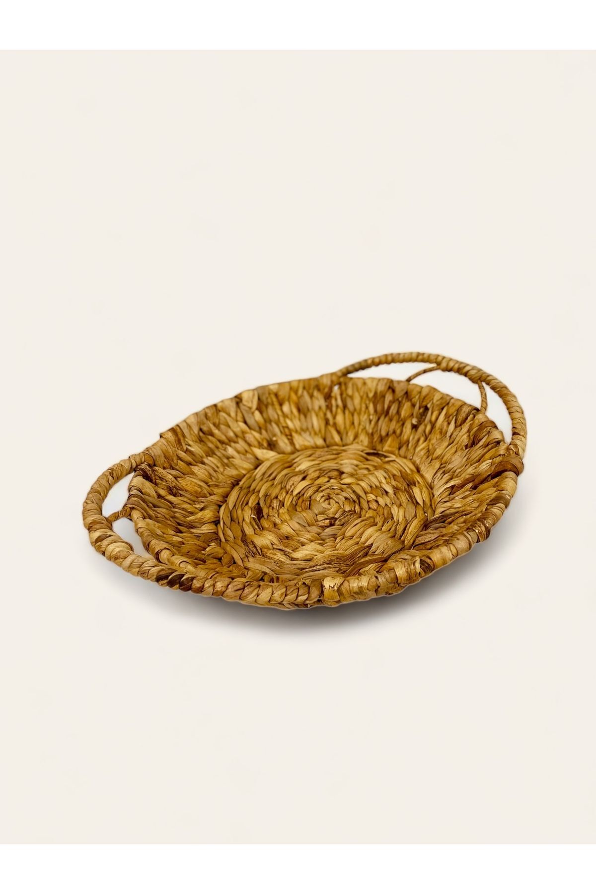 Hasır Yuvarlak Dekoratif Tepsi M 32x32x7 Cm Naturel  32 x 32