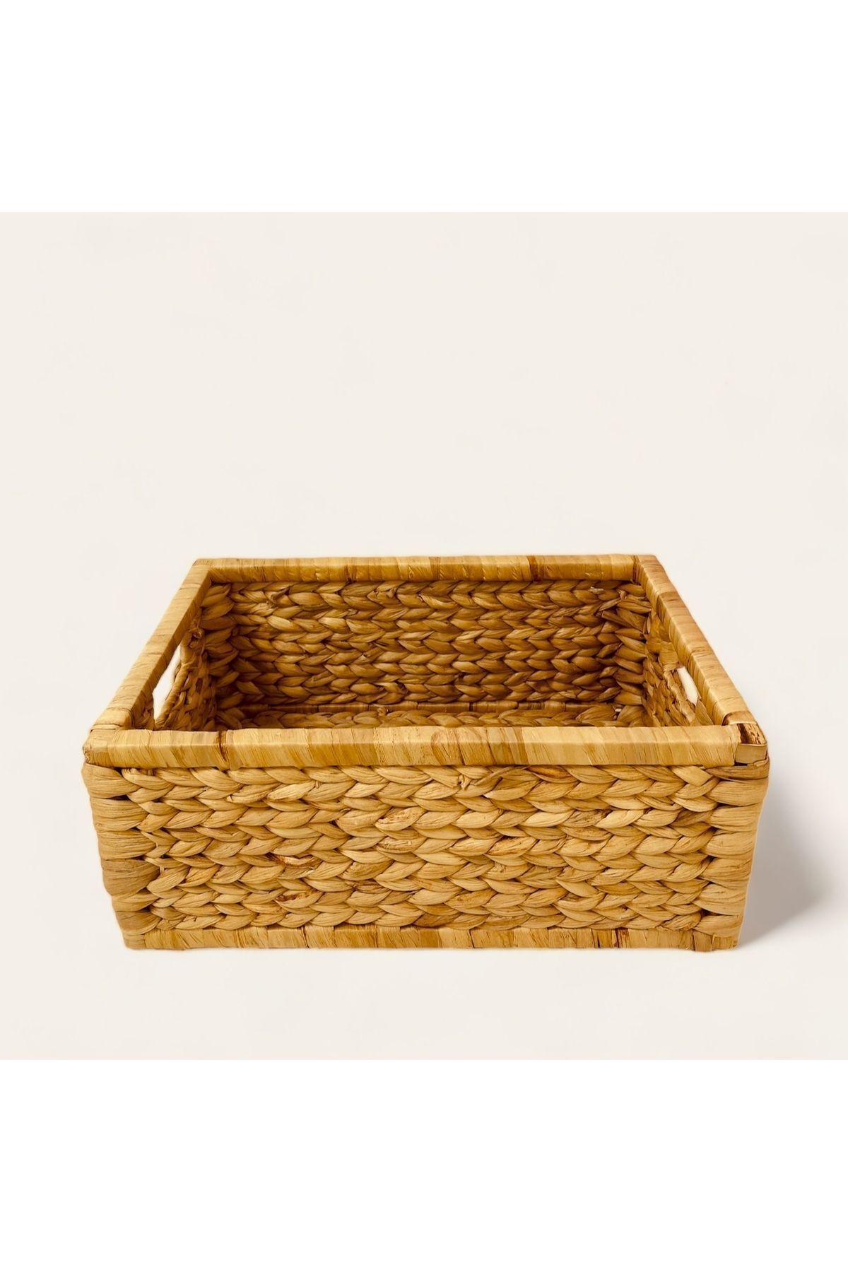 Hasır Dikdörtgen Kalın Örgülü Sepet M 40x27x16 cm Naturel  40 x 27