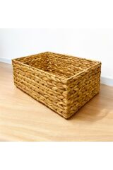 Hasır Dikdörtgen Kalın Örgülü Sepet M 36x26x15 Cm Naturel  36 x 27
