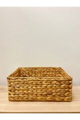 Hasır Dikdörtgen Kalın Örgülü Sepet M 36x26x15 Cm Naturel  36 x 27