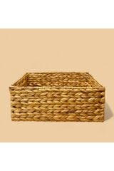 Hasır Dikdörtgen Kalın Örgülü Sepet M 36x26x15 Cm Naturel  36 x 27