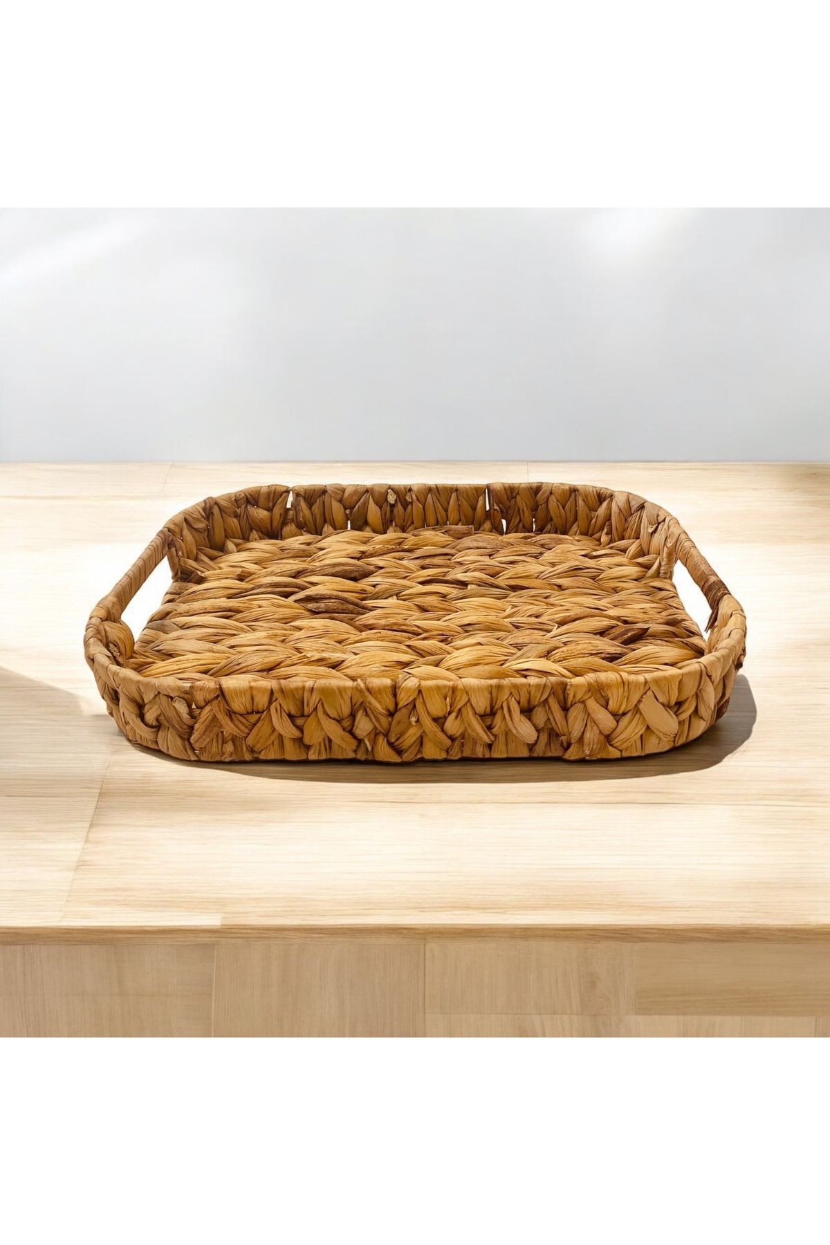 Hasır Örgülü Oval Dekoratif Tepsi 32x23 Cm