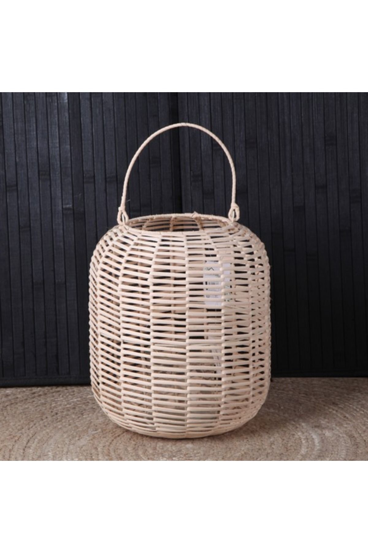 Rattan Bambu Yuvarlak Dekoratif Mumluk 25x28 Cm  28 x 24