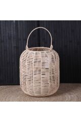 Rattan Bambu Yuvarlak Dekoratif Mumluk 25x28 Cm  28 x 24