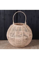 Rattan Bambu Yuvarlak Dekoratif Mumluk 28x25 Cm  28 x 24