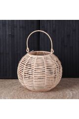 Rattan Bambu Yuvarlak Dekoratif Mumluk 25x20 Cm  25 x 20