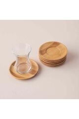 Bambu Natürel 6 Adet Yuvarlak Çay Tabağı 10 Cm