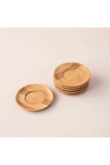 Bambu Natürel 6 Adet Yuvarlak Çay Tabağı 10 Cm