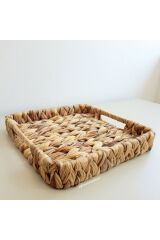 Hasır Kare Dekoratif Tepsi M 31x31 Cm Naturel