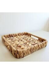 Hasır Kare Dekoratif Tepsi S 27 X 27 Cm Naturel  27 x 27