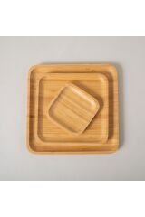 Doğal Bambu Kare Servis Tabağı 25x25 Cm Naturel